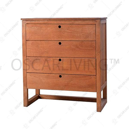 A wooden chest of drawers with three drawers, showcasing a classic design for home organization.